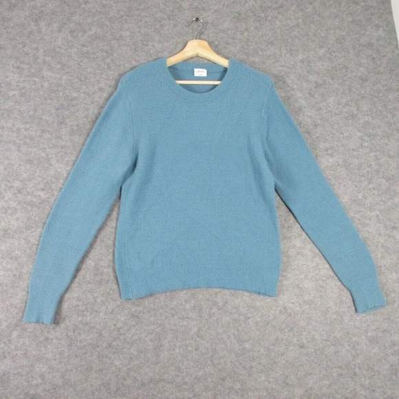 Aritzia Wilfred Free Womens Crewneck Pullover Sweater Knit Sweatshirt Blue L 270 - Picture 1 of 10